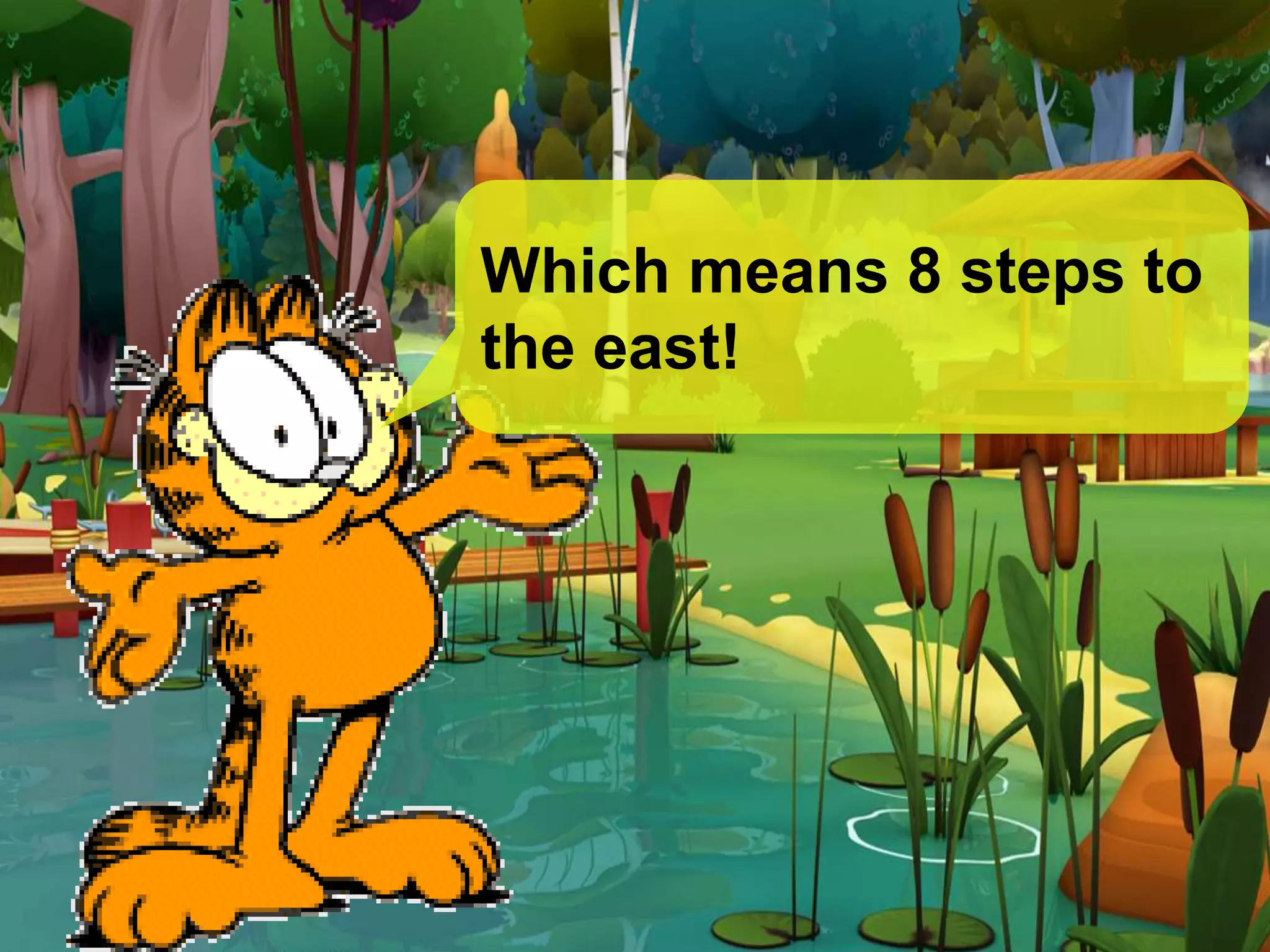 Which means 8 steps to
the east!
 