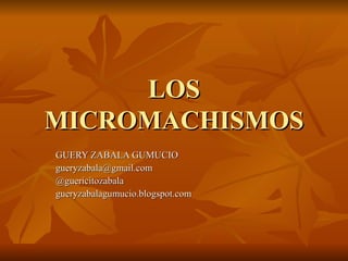 LOS MICROMACHISMOS GUERY ZABALA GUMUCIO [email_address] @guericitozabala gueryzabalagumucio.blogspot.com 