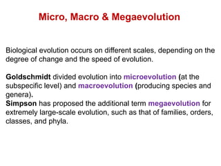 micro, macro and megaevolution with examples | PPTX