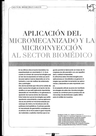 Micromecanizado Y Microinyección Sector Biotecnológico