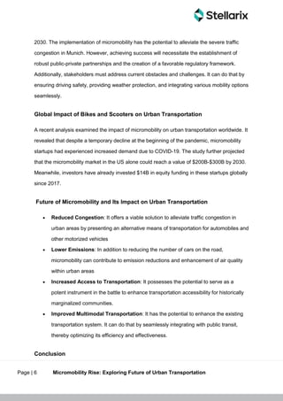 Micromobility Rise: Exploring Future of Urban Transportation | PDF