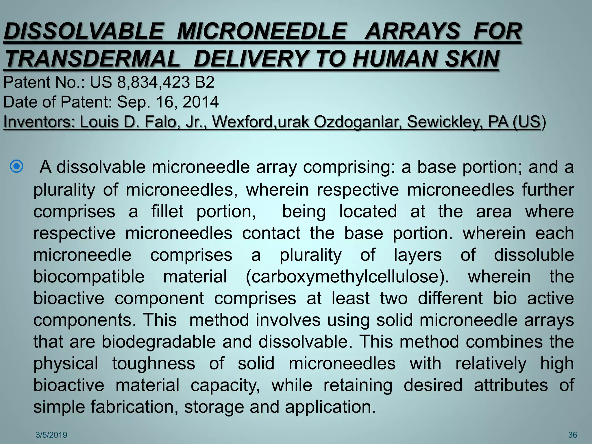 Microneedles in Transdermal Drug Delivery System | PPTX