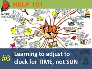 HELP 101 
Learning to adjust to 
#6 clock for TIME, not SUN 
 