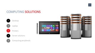 COMPUTING SOLUTIONS
Desktop1
Laptop2
Printers3
Server solutions4
Computing peripherals5
17
 