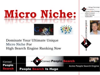 Micro Niche:  Dominate Your Ultimate Unique Micro Niche For High Search Engine Ranking Now  