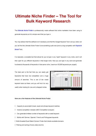 Niche User Guide.pdf Micro Niche Finder | PDF