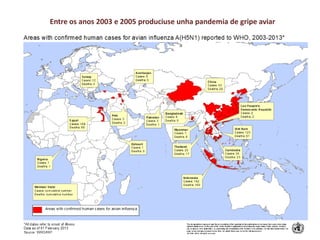 Entre os anos 2003 e 2005 produciuse unha pandemia de gripe aviar
 