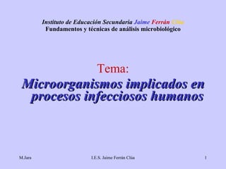 Instituto de Educación Secundaria  Jaime   Ferrán   Clúa Fundamentos y técnicas de análisis microbiológico ,[object Object],[object Object]