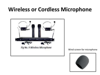 Wireless or Cordless Microphone
Wind screen for microphone
 