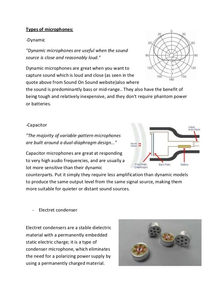 Microphone types and characteristics