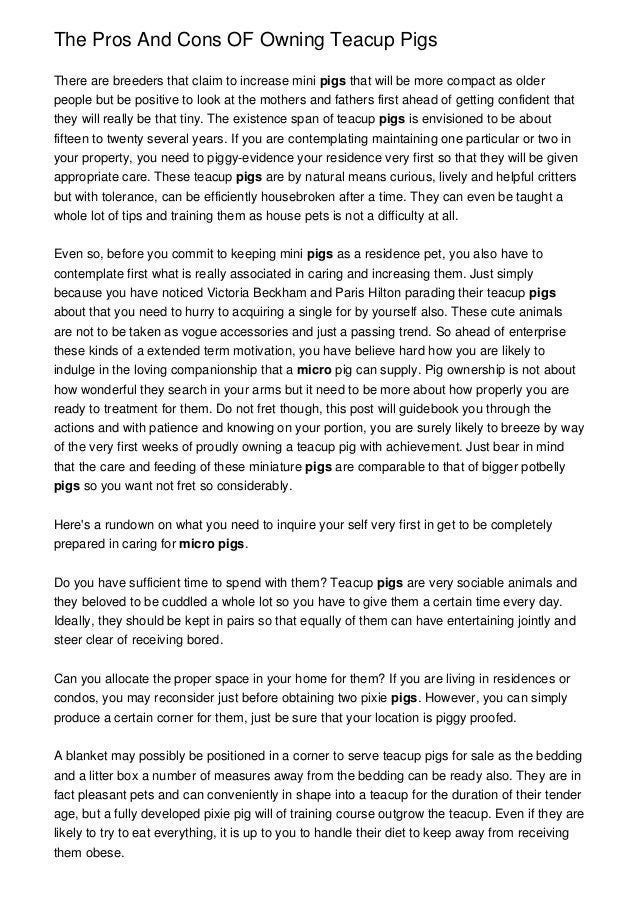 The Pros And Cons OF Owning Teacup Pigs