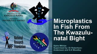Microplastics
In Fish From
The Kwazulu-
natal Bight
Sipho Mkhize
Supervised by: Dr Robertson-
Andersson and G.K Moodley
 