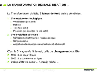 LA TRANSFORMATION DIGITALE, DISAIT-ON …
Mardi Découverte - Park HYATT Paris VendômePage 7
La Transformation digitale, 2 la...
