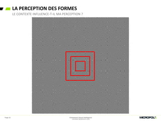 LA PERCEPTION DES FORMES
LE CONTEXTE INFLUENCE-T-IL MA PERCEPTION ?
Page 22 Evénement Visual Intelligence
COPYRIGHT MICROPOLE © 2016
 