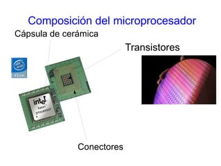 Composición del microprocesador 
Transistores 
Cápsula de cerámica 
Conectores 
 