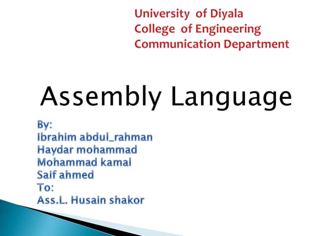 Assembly Language | PPTX | Programming Languages | Computing