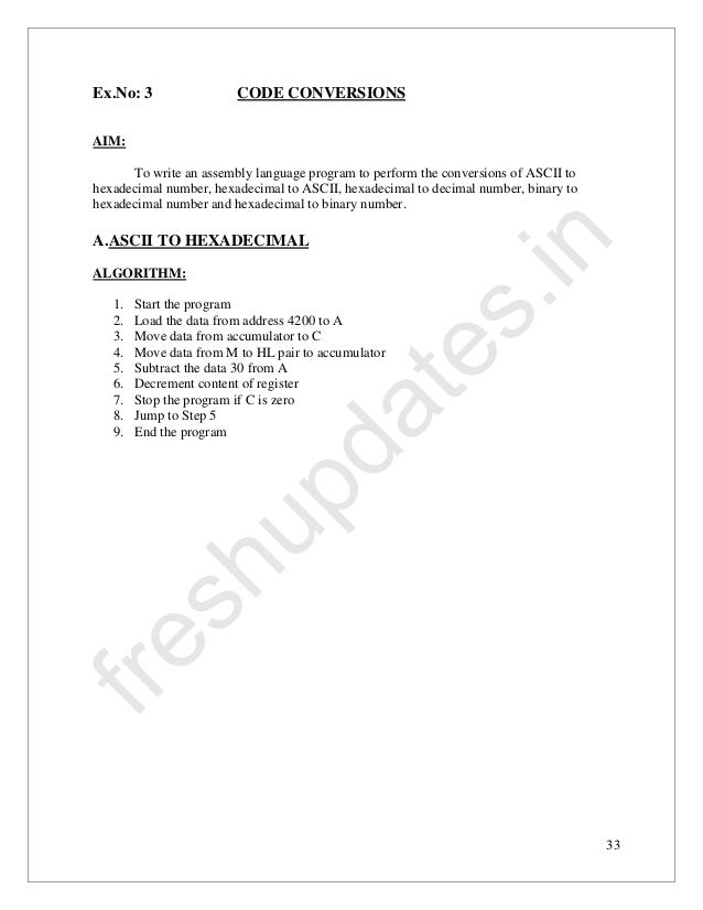Assembly Language Program To Convert Hexadecimal To Decimal