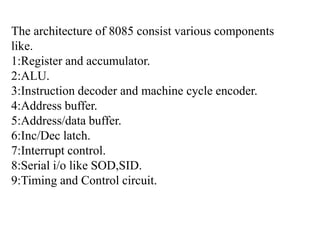 Microprocessor 8085 architecture ppt. april 2013 | PPTX