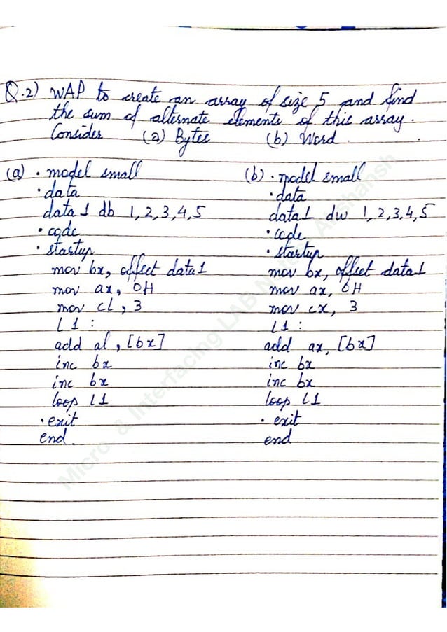 Microprocessor and interfacing lab notes akshansh pdf