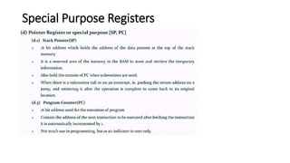 Special Purpose Registers
 