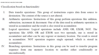INSTRUCTION SET AND EXECUTION IN 8085
 