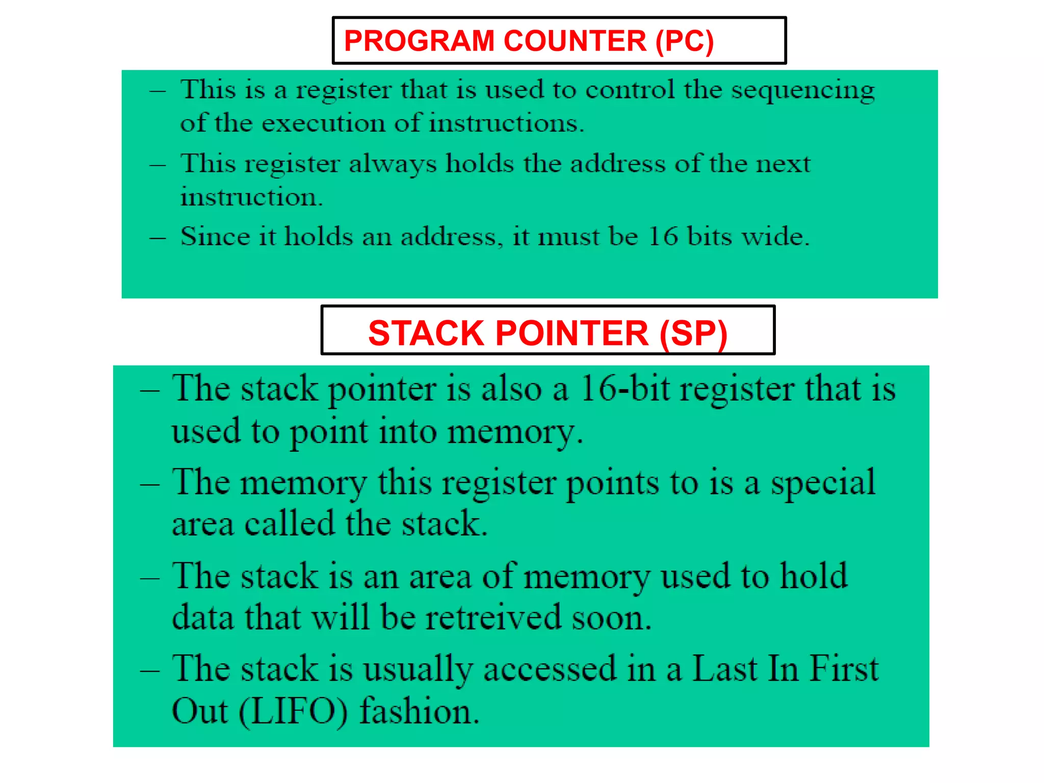 PROGRAM COUNTER (PC)
STACK POINTER (SP)
 
