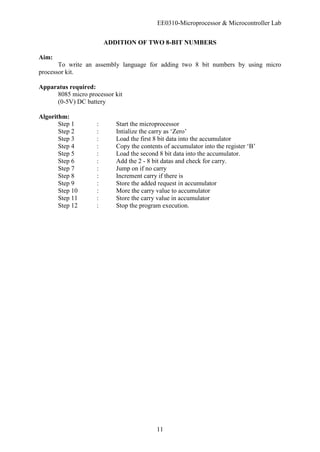 Microprocessorlabmanual ee0310 | PDF
