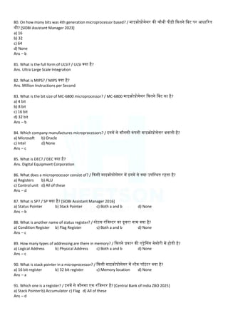 Microprocessor MCQ (CPU CHIP Related Important Question) | PDF