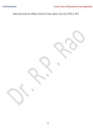 Dr.R.Prakash Rao Lecture Notes on Microprocessors and Applications
73
addressing mode, by adding content of a base register (any one of BX or BP)
 