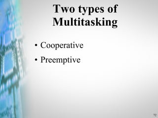 Two types of Multitasking Cooperative Preemptive 