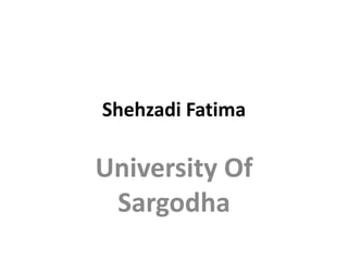Shehzadi Fatima
University Of
Sargodha
 
