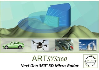 ARTSYS 360°
Advanced Radar Technologies
ARTSYS360
Next Gen 360° 3D Micro-Radar
 