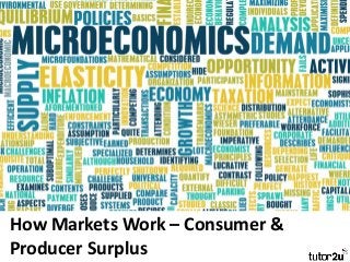 How Markets Work – Consumer &
Producer Surplus
 