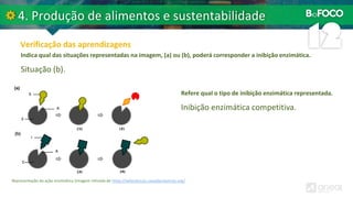 Indica qual das situações representadas na imagem, (a) ou (b), poderá corresponder a inibição enzimática.
Situação (b).
Representação da ação enzimática (imagem retirada de https://wikiciencias.casadasciencias.org/
Refere qual o tipo de inibição enzimática representada.
Inibição enzimática competitiva.
 