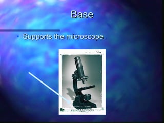 Base

• Supports the microscope
 