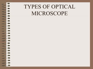 TYPES OF OPTICAL
MICROSCOPE

 