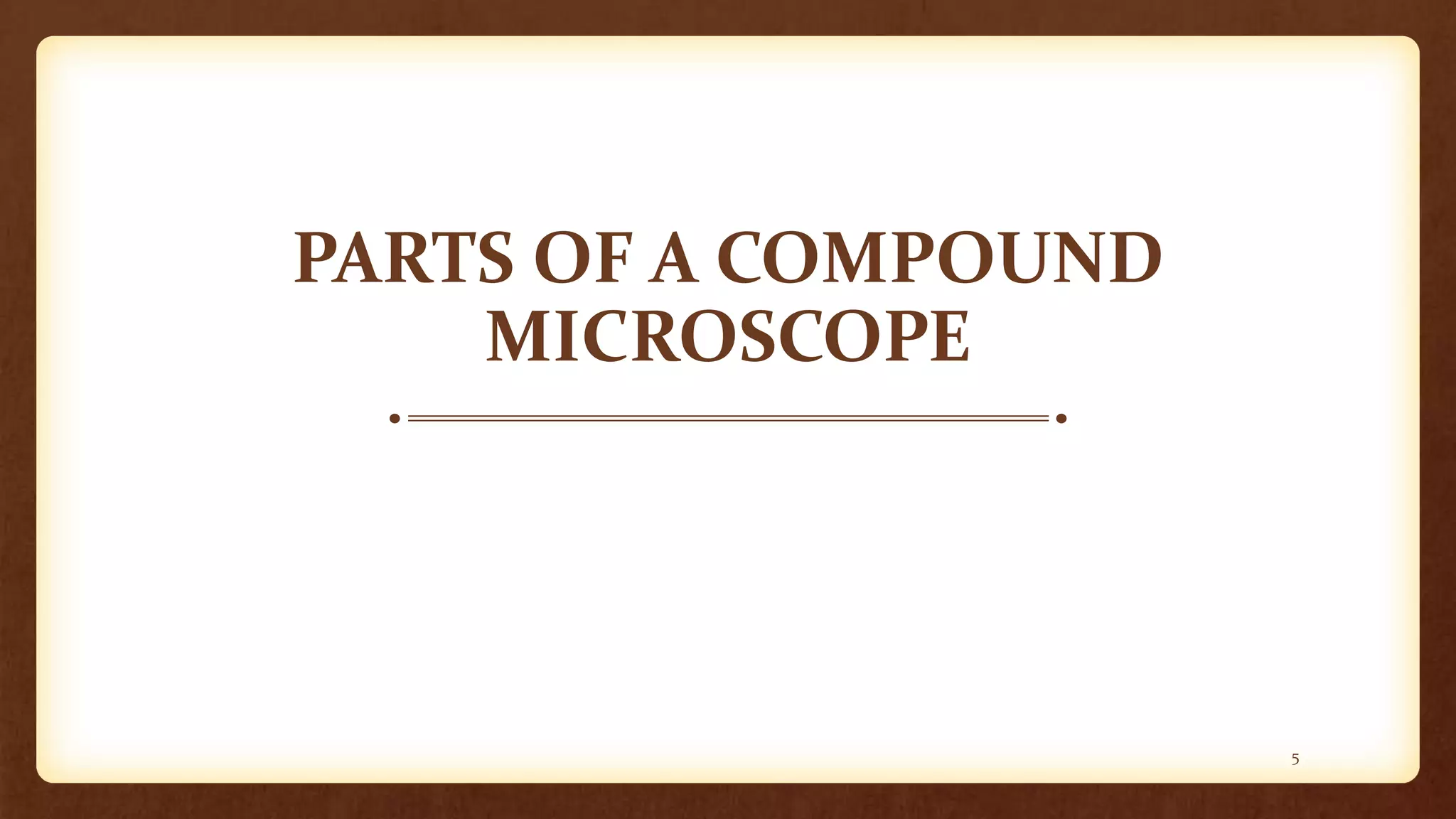 PARTS OF A COMPOUND
MICROSCOPE
5
 