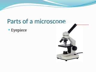 Parts of a microscope
 Eyepiece
 