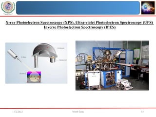 11/2/2023 Vivek Garg 15
X-ray Photoelectron Spectroscopy (XPS), Ultra-violet Photoelectron Spectroscopy (UPS)
Inverse Photoelectron Spectroscopy (IPES)
 