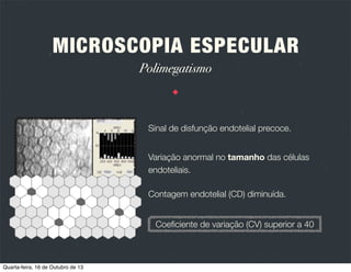 MICROSCOPIA ESPECULAR
Tipos de microscópios

Quarta-feira, 16 de Outubro de 13

 