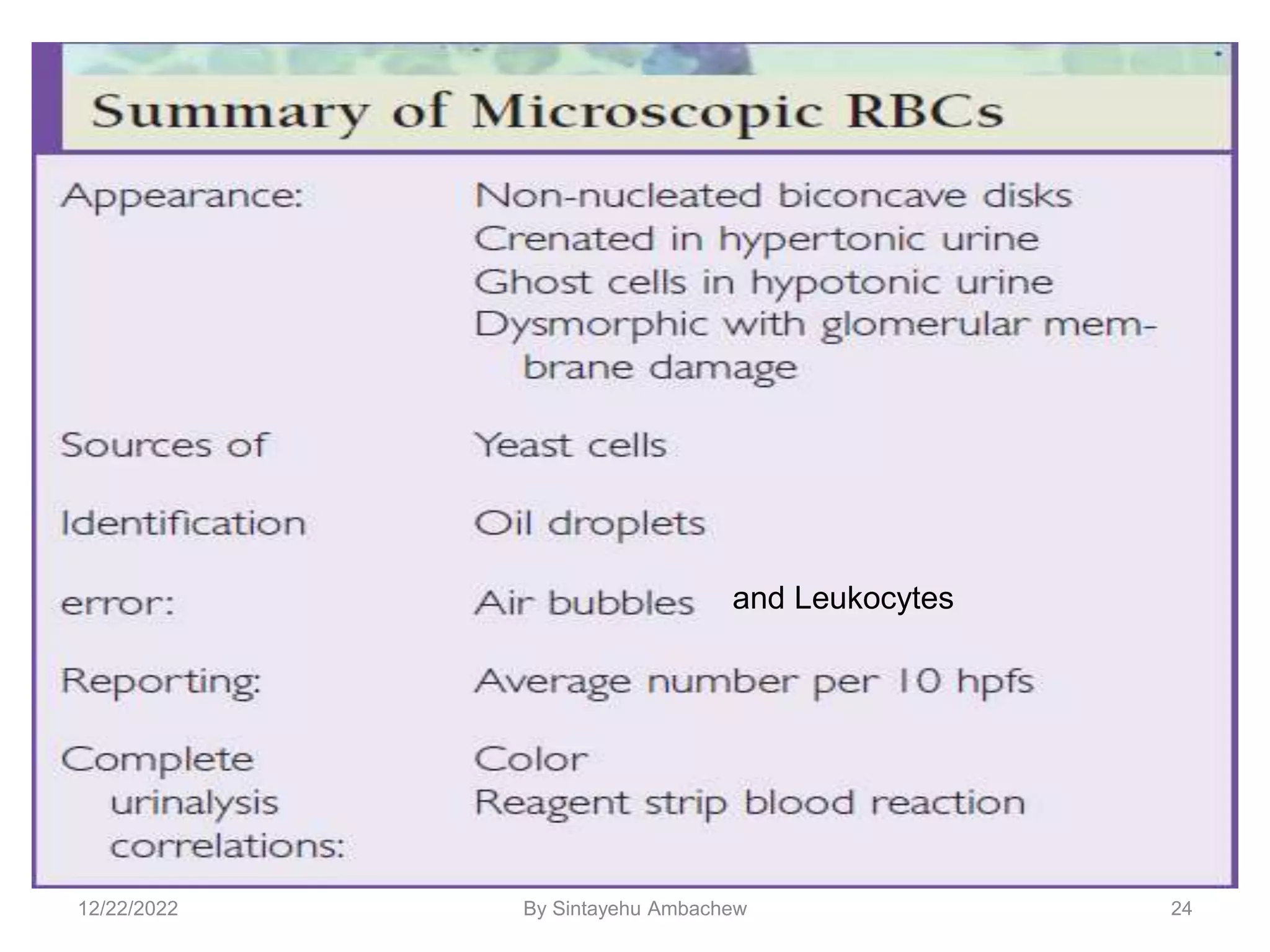 24
and Leukocytes
12/22/2022 By Sintayehu Ambachew
 
