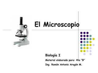 El Microscopio Biología I Material elaborado para: 4to “B” Ing. Ramón Antonio Aragón M. 