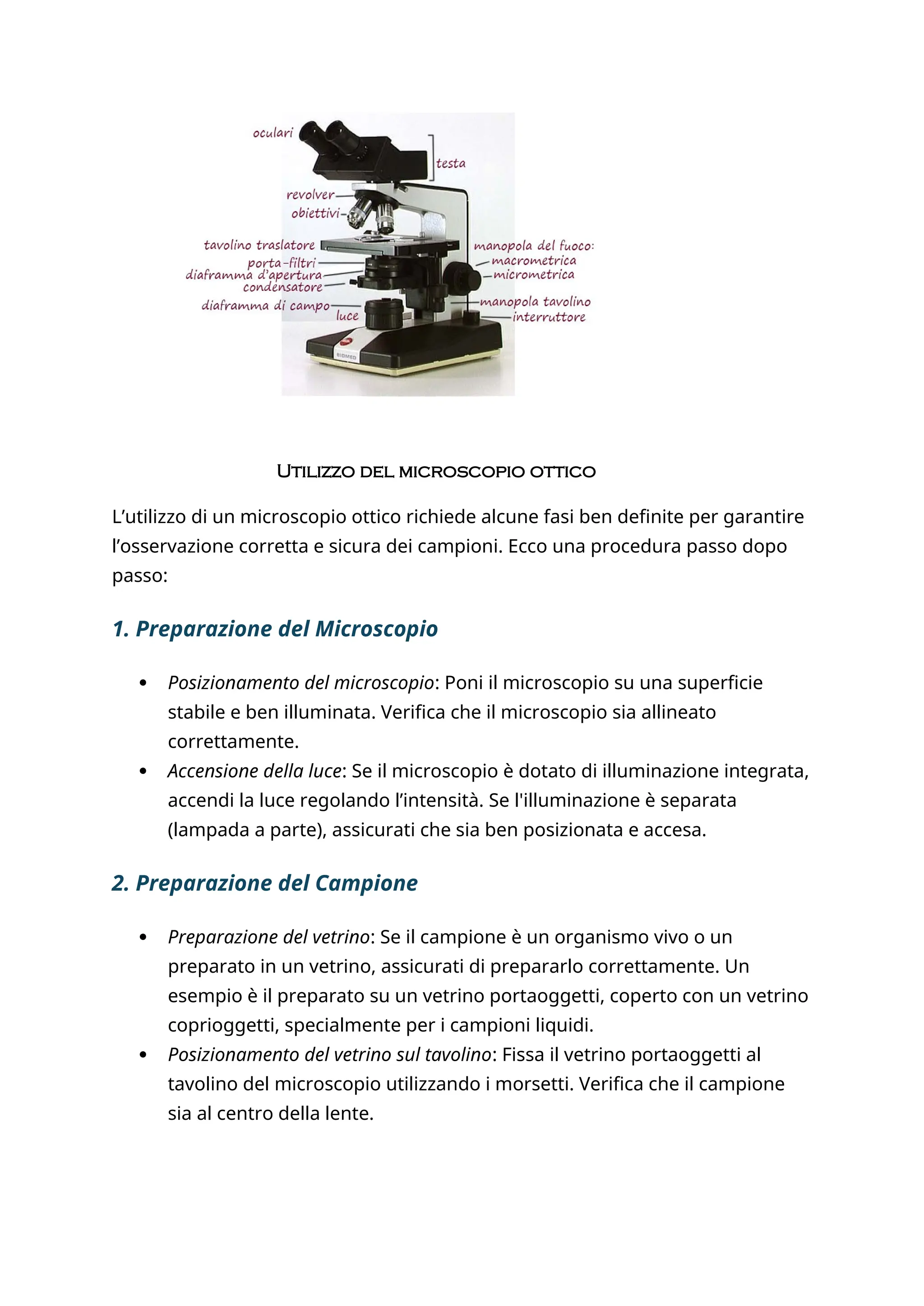 relazione sul funzionamento del microscopio ottico | PDF