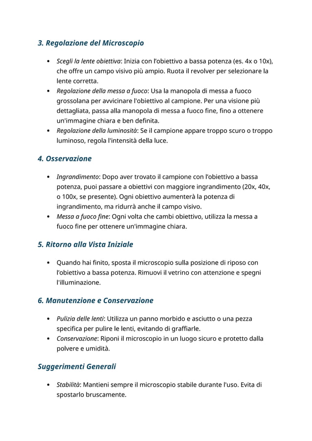 relazione sul funzionamento del microscopio ottico | PDF