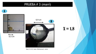 PRUEBA # 3 (maní)
A
B
0,5 cm
0,9 cm
X = 1,8
Maní, X=1,8. Autor: Bethancourt, Javier
 