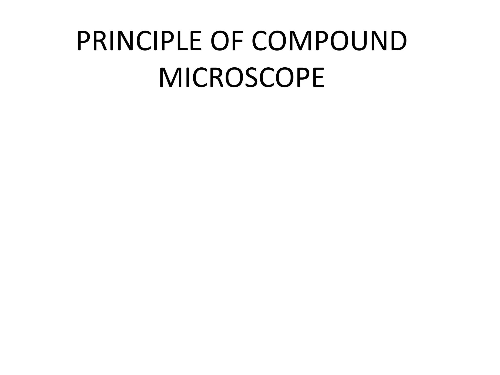 PRINCIPLE OF COMPOUND
MICROSCOPE