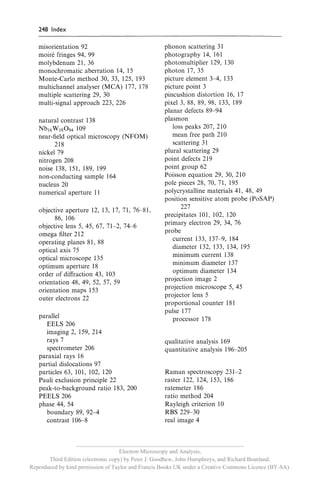 __________________________________________________________
                                     Electron Microscopy and Analysis,
       Third Edition (electronic copy) by Peter J. Goodhew, John Humphreys, and Richard Beanland.
Reproduced by kind permission of Taylor and Francis Books UK under a Creative Commons Licence (BY-SA).
 