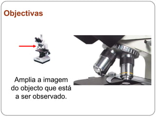 ObjectivasAmplia a imagem do objecto que está a ser observado. 