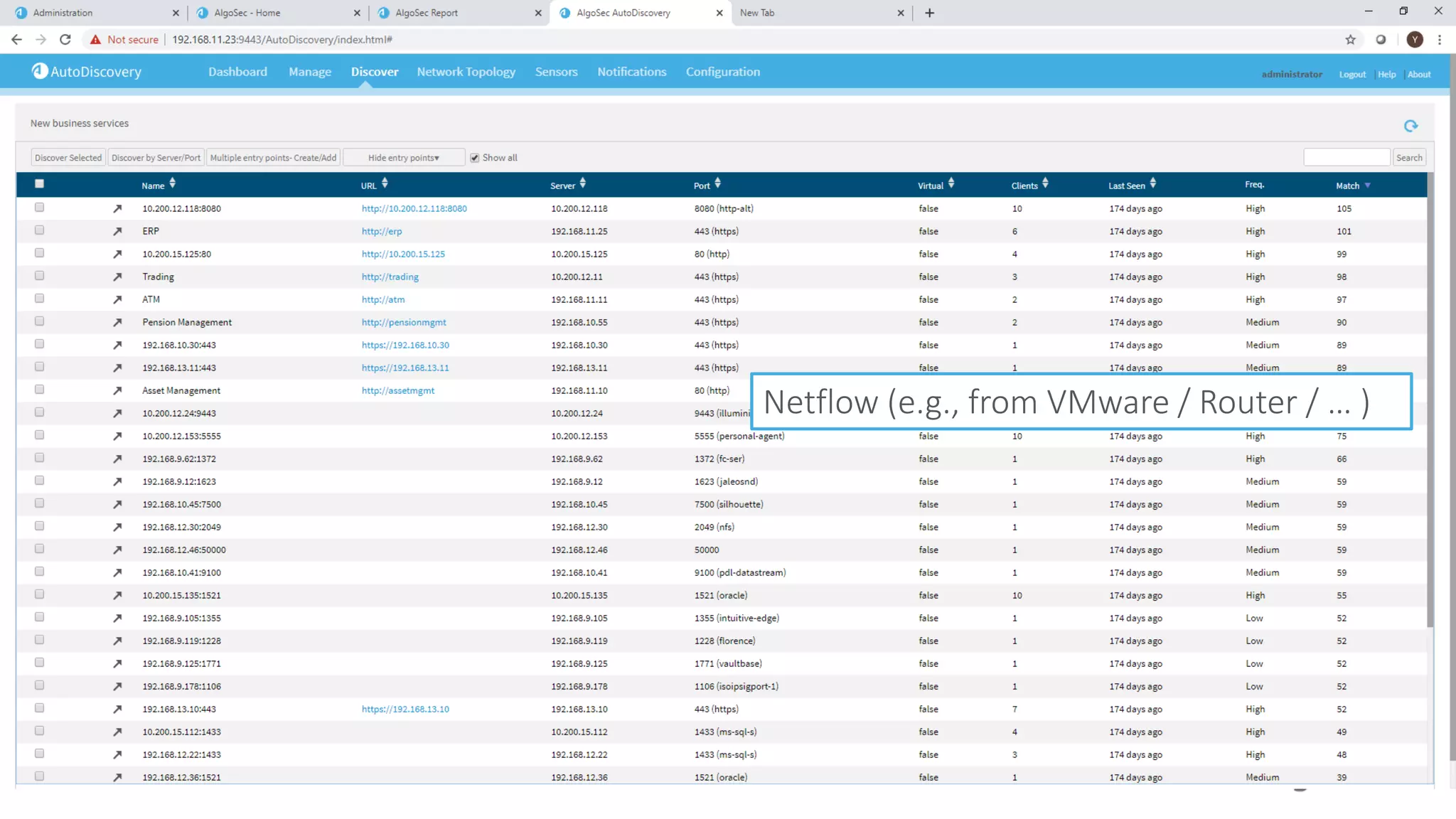 Netflow (e.g., from VMware / Router / … )
 