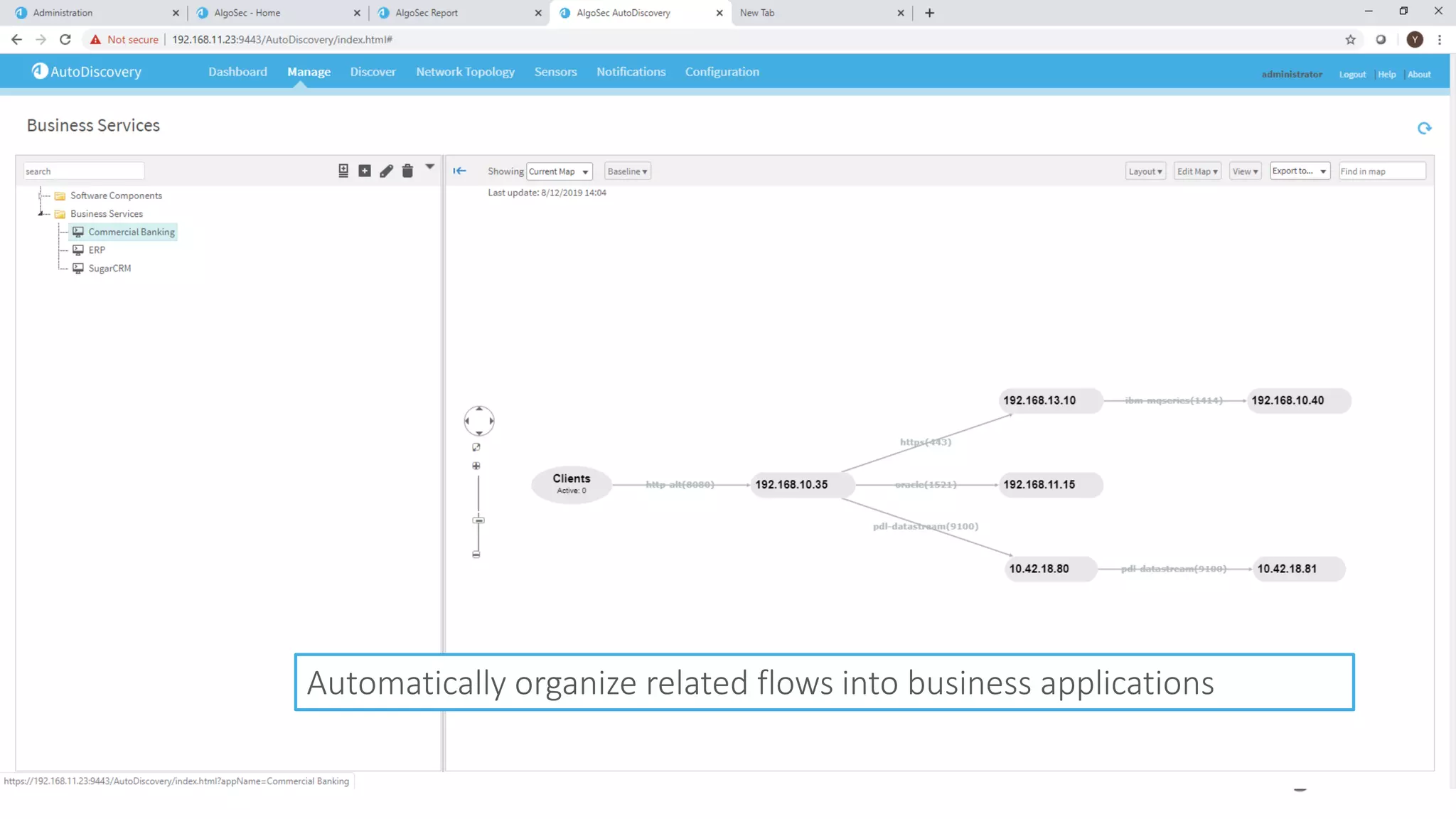 Automatically organize related flows into business applications
 